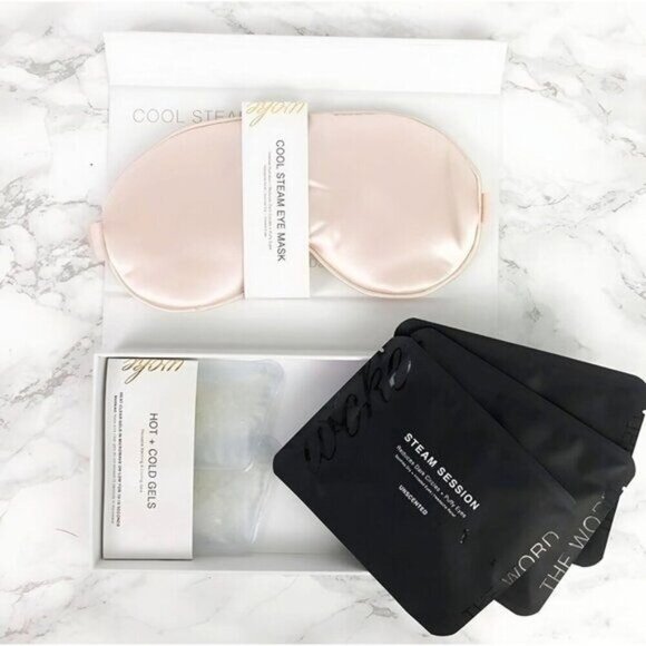 Woke ✦ Cool Steam Eye Mask Kit ✦ Blush Pink Reusable Gel Packs & Heat Cells NWT - Picture 8 of 9